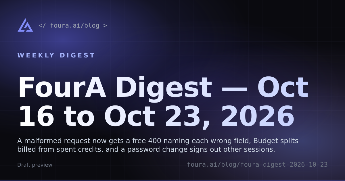 FourA Digest — Oct 16 to Oct 23, 2026