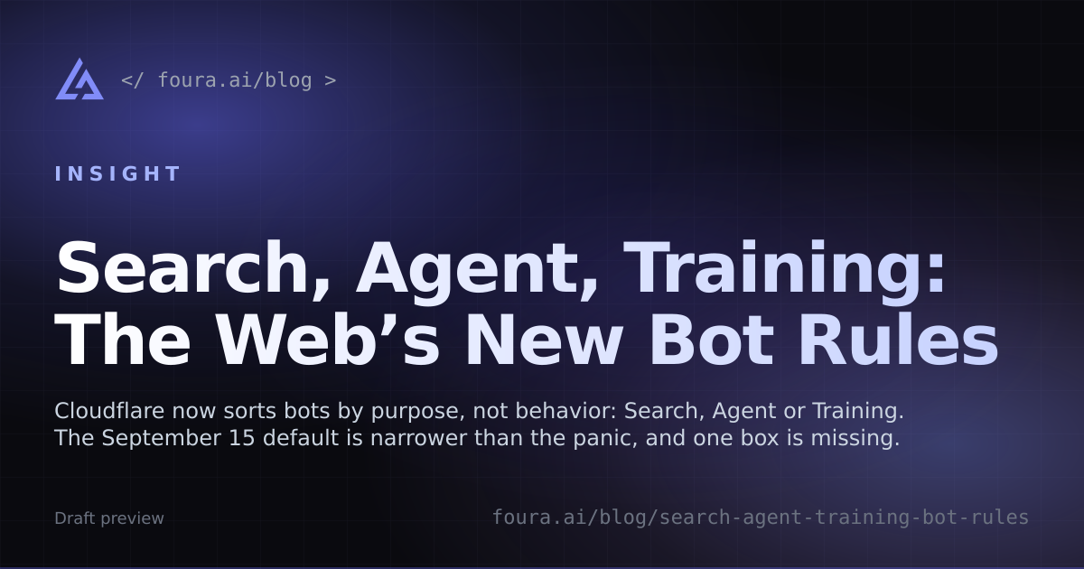 Search, Agent, Training: The Web's New Bot Rules